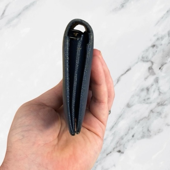 Prada Navy Saffiano Leather Continental Wallet With Silver Corner Logo - Picture 6 of 15